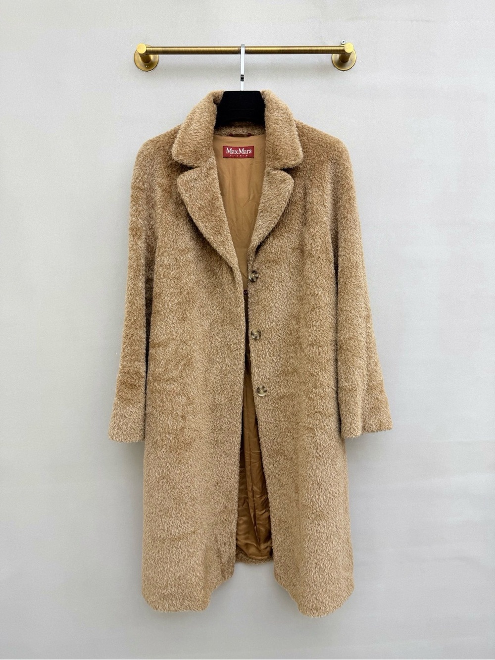 MaxMara Taupe Plush Teddy Pea Coat